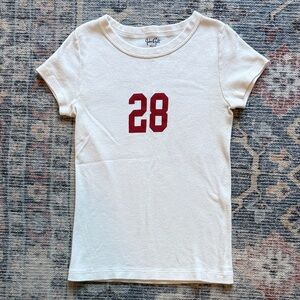 Brandy Melville John Galt Baby Tee Cream Graphic Fitted T Shirt Y2K Style